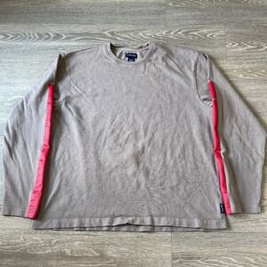 Vintage Structure Long Sleeve T-Shirt Brown Red Striped Detail Large Y2K Skater